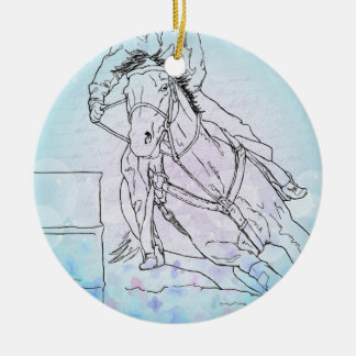 Barrel Racer (blau/Blume/Buchstabe) Keramik Ornament
