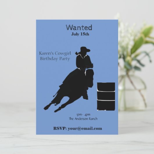 Barrel Racer Einladung (Stehend Vorderseite)