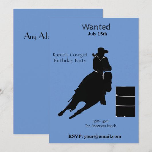 Barrel Racer Einladung (Vorne/Hinten)