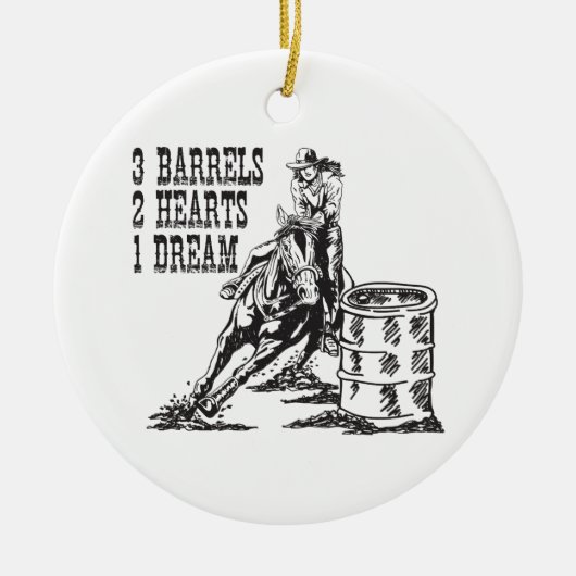 Barrel Racing 3 Barrels 2 Herzen 1 Traummagnet Keramik Ornament (Vorne)