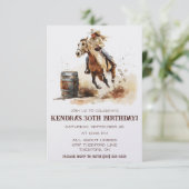 Barrel Racing, Cowgirl Birthday Party Einladung (Stehend Vorderseite)