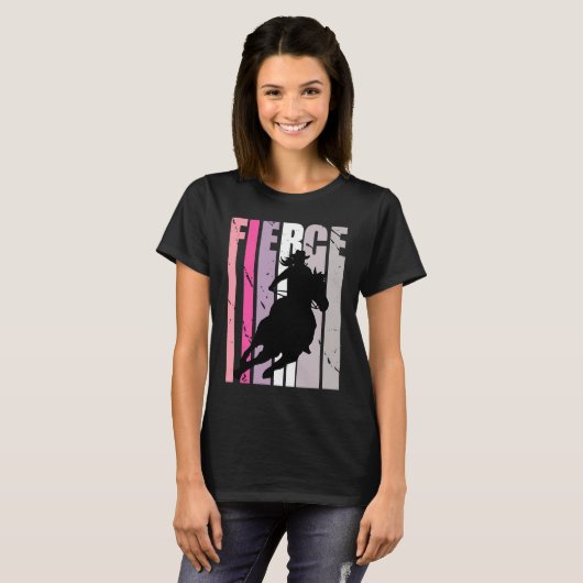 Barrel Racing Fierce Cowgirl Hat Western Theme Sou T-Shirt (Vorne ganz)