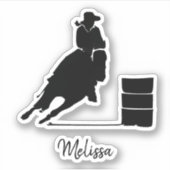 Barrel Racing Girl Black Silhouette Illustration Aufkleber (Vorderseite)