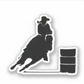 Barrel Racing Girl Black Silhouette Illustration Aufkleber (Vorderseite)