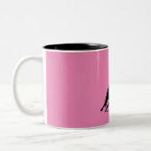 Barrel Racing Girl Silhouette auf rosa Hintergrund Zweifarbige Tasse (Links)