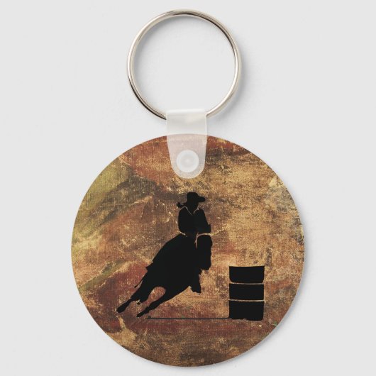 Barrel Racing Girl Silhouette on a Grunge Texture Schlüsselanhänger (Vorderseite)