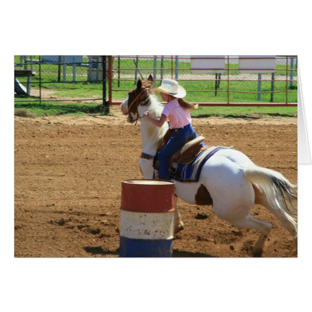 Barrel Racing Little Cowgirl Western Card (Vorderseite (Horizontal))