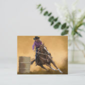 Barrel Racing Postkarte (Stehend Vorderseite)