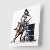 Barrel Racing Quadratische Wanduhr (Winkel)