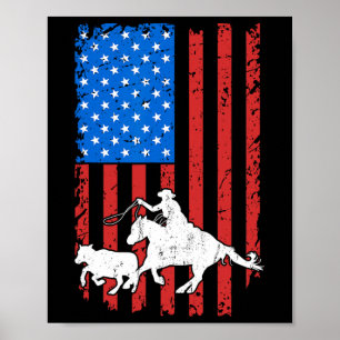 Barrel Racing Rodeo Riding US Independence Poster