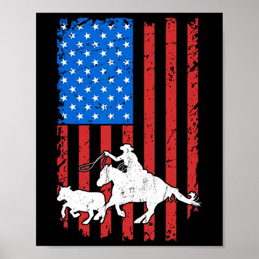 Barrel Racing Rodeo Riding US Independence Poster (Vorne)