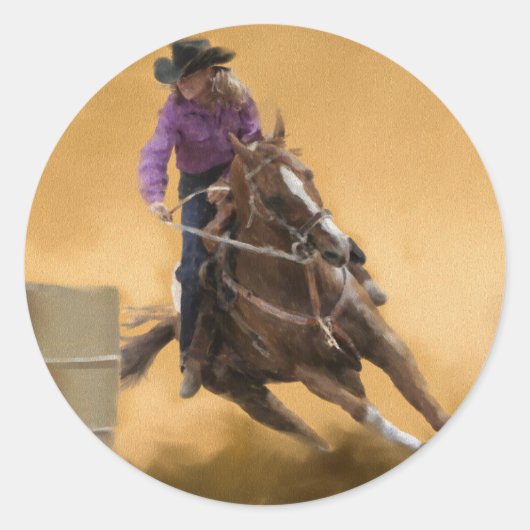 Barrel Racing Runder Aufkleber (Vorderseite)
