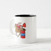 Barrel Racing Weihnachten auf Barrel Pferd Zweifarbige Tasse (Vorderseite Links)