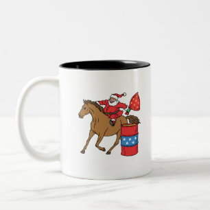 Barrel Racing Weihnachten auf Barrel Pferd Zweifarbige Tasse
