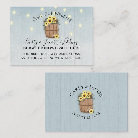 Barrel Sunflowers Blue Wood Website Info Visitenkarte (Vorne/Hinten)