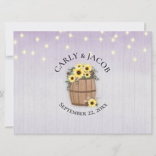 Barrel Sunflowers Gästebuch-Zeichen (Rückseite)