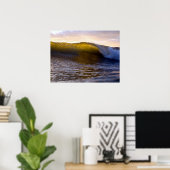 Barrel Surf Wave im Sonnenuntergang des Ozeans Poster (Heimbüro)