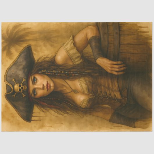 Barrelbound Pirate – Pirate Woman Decoupage Seidenpapier (Vorderseite)