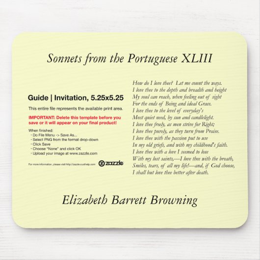 Barrett Browning - Sonnets aus Portugal #43 Mousepad (Vorne)
