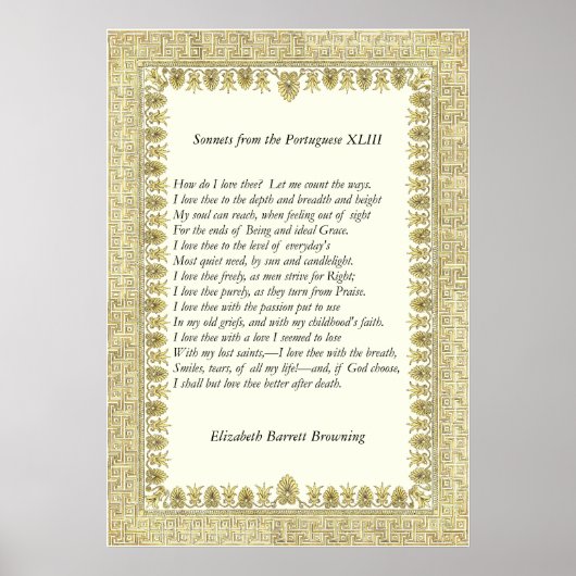Barrett Browning - Sonnets aus Portugal 43 Poster (Vorne)