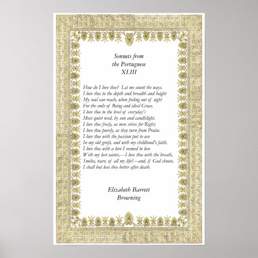 Barrett Browning - Sonnets aus Portugal #43 Poster (Vorne)