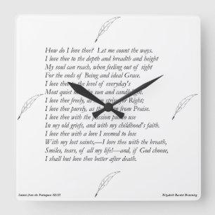 Barrett Browning - Sonnets aus Portugal 43 Quadratische Wanduhr