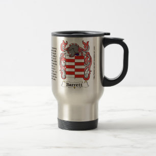 Barrett Familien-Wappen auf einer Reise-Tasse Reisebecher
