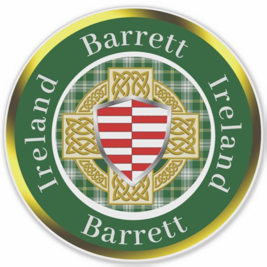 Barrett Irish Shield & Celtic Cross Personalisiert Aufkleber (Vorderseite)