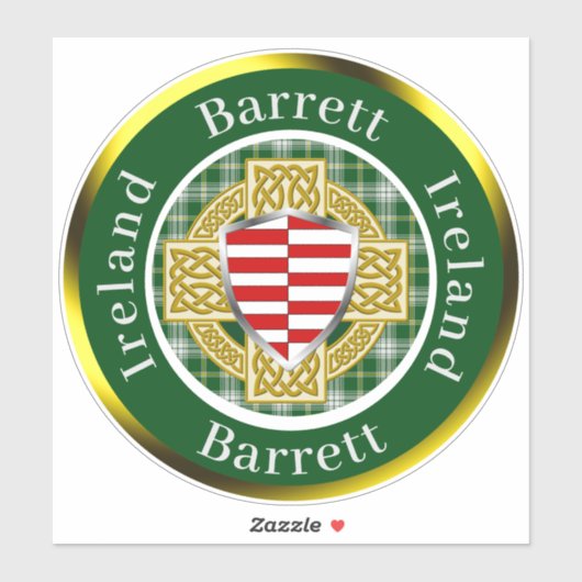 Barrett Irish Shield & Celtic Cross Personalisiert Aufkleber (Blatt)