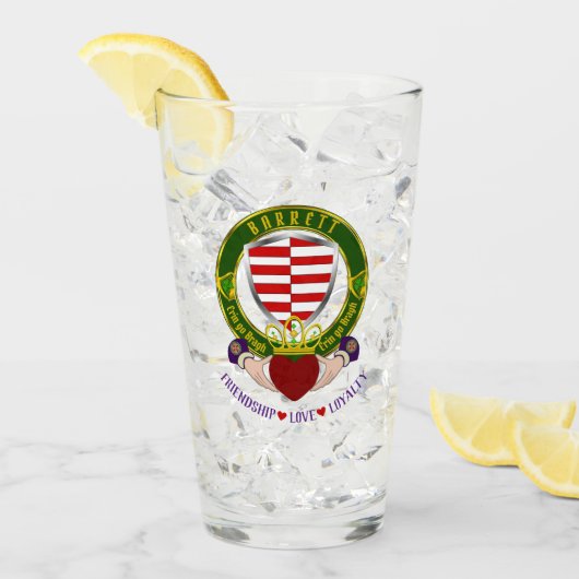 Barrett Irish Shield & Claddagh Beer Glas (Vorderseite Ice)