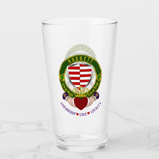 Barrett Irish Shield & Claddagh Beer Glas (Vorderseite)