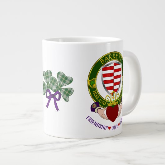 Barrett Irish Shield w/Claddagh Personalisiert Jumbo-Tasse (Vorderseite Rechts)