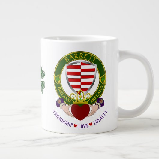 Barrett Irish Shield w/Claddagh Personalisiert Jumbo-Tasse (Rechts)