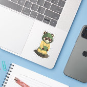 Barron der Raccoon Aufkleber (Laptop mit iPhone)