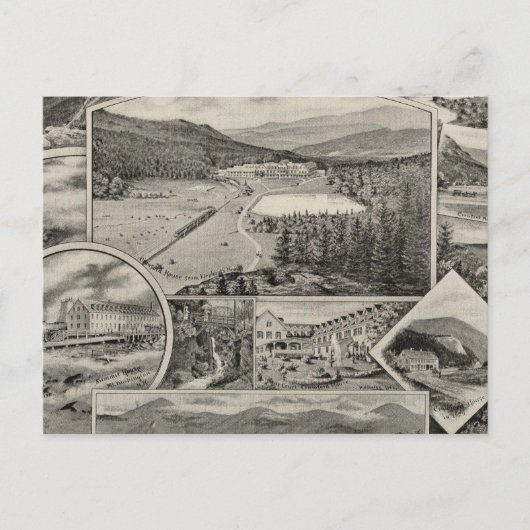 Barron & Merrill's White Mountain Häuser, NH Postkarte (Vorderseite)