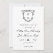 Barroque Crest Hochzeit Einladung (Vorderseite)