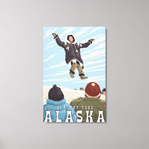 Barrow, Alaska Blanket Toss Vintage Travel Leinwanddruck