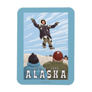 Barrow, Alaska Blanket Toss Vintage Travel Magnet