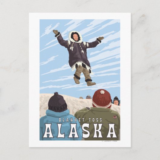 Barrow, Alaska Blanket Toss Vintage Travel Postkarte (Vorderseite)