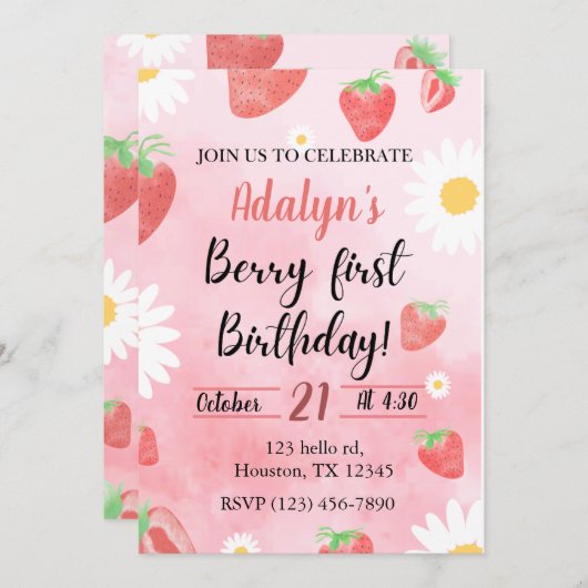 Barry erster Geburtstag Einladung (Vorne/Hinten)