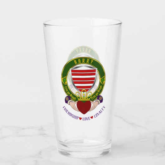 Barry Irish Shield & Claddagh Beer Glas (Rückseite)
