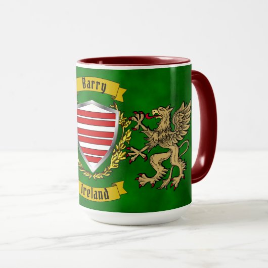 Barry Irish Shield & Griffins Personalisiert Tasse (VorderseiteRechts)