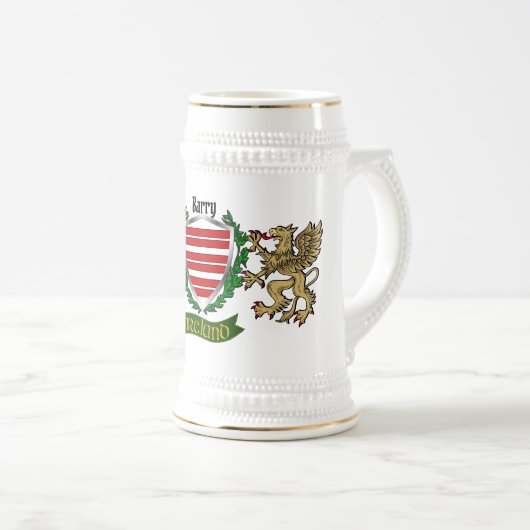 Barry Irish Shield Personalisiert Bierglas (VorderseiteRechts)