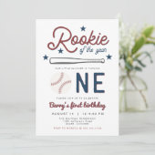 BARRY Rookie des Jahres Baseball 1. Geburtstag Einladung (Stehend Vorderseite)