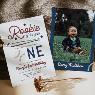 BARRY Rookie des Jahres Baseball 1. Geburtstag Inv Einladung