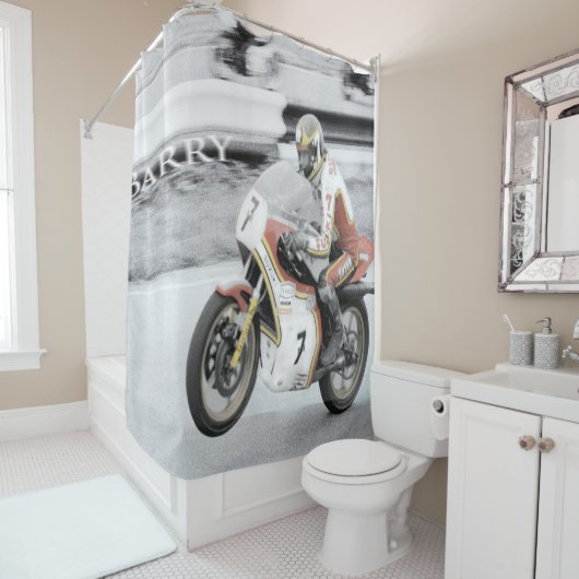 Barry Sheene 2, die handgetönte Version Duschvorhang (Beispiel)