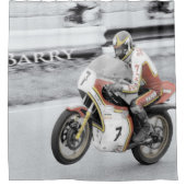 Barry Sheene 2, die handgetönte Version Duschvorhang (Vorderseite)