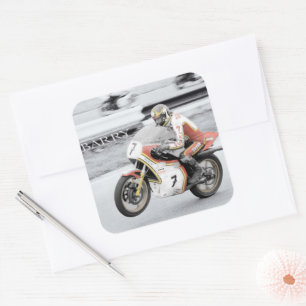 Barry Sheene 2, die handgetönte Version Quadratischer Aufkleber