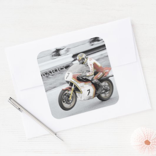 Barry Sheene 2, die handgetönte Version Quadratischer Aufkleber (Umschlag)