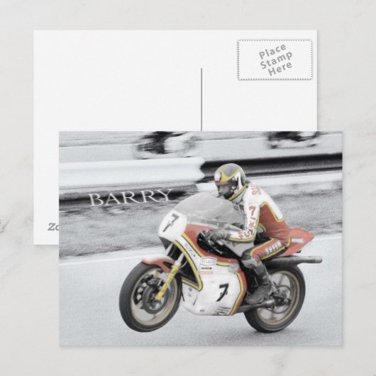 Barry Sheene Postkarte (Vorne/Hinten)